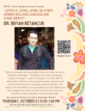 Flyer advertising Dr. Bryan Betancur's talk.