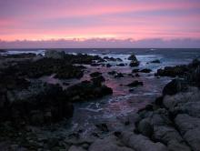 Sunset on a rocky coast