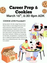 Getting ready for life after college? Stop by Career Prep & Cookies, an event designed for juniors and seniors (everyone is welcome!) to polish their professional presence. Students can receive a free LinkedIn headshot, get personalized resume advice from career advisors, and enjoy fresh cookies while they network with peers. Whether you're preparing for internships, job applications, or graduate school, this is a relaxed and supportive space to take the next step in your professional journey—plus, who c…