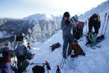 Students are gearing up for their downhill ski down the Chic Chocs.