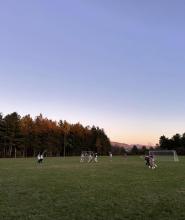 A lacrosse field at dusk