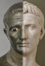 Bronze and Marble Roman Bust Split Portrait of Augustus