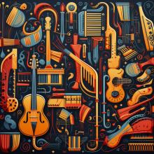 abstract collage of instruments