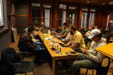 Collection of students at a fly tying workshop