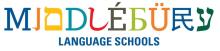 Middlebury Language Schools in different colors and letters from several different alphabets.