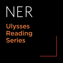 Square graphic with black background that reads "NER" in white text and "Ulysses Reading Series" in orange, vertically stacked text.