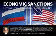 Event poster: Economic Santions, Lessons Learned from Ukraine and Future Use
April 9, 2026 at 4:30pm in RAJ CON