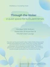 Light blue and green poster with event title, dates, times, location, and contact information.
