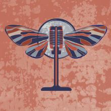 Moth wings on an old-style microphone