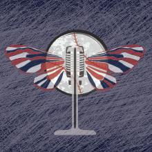 Moth wings on an old-style microphone