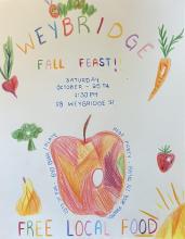 Weybridge Feast! Free local food! 
Saturday October 25th 4:30pm, 
BYO plate/bowl , 28 Weybridge St
Huge Party! Bring all your friends! Live music! Outside!