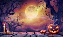 Full moon over pumpkins