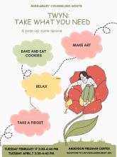 Person sitting in large flower blossom watering flower with a watering can