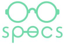 SPECS peer educator logo, mint green graphic of glasses with the word "specs" underneath