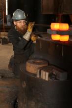 Artist, Justin O'Rourke in the Blacksmith shop