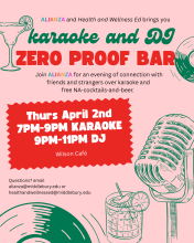 join for an evening of connection over karaoke, dj, and free na-cocktails-and-beer