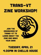 A bright yellow poster with information for a zine workshop