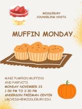 Strawberry parfait, 3 muffins and pumpkin with text on an off-white background.