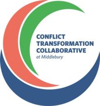 The Conflict Transformation Collaborative logo, which includes a green, dark orange, and navy blue crescent shape
