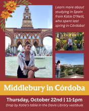 A red and yellow poster with photos and text.