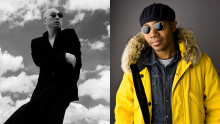 collage image of Sakamoto and DJ Spooky