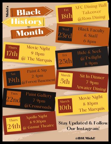 Calendar of Black history month activities