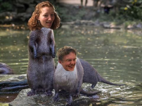 Photoshoped student heads on otter bodies