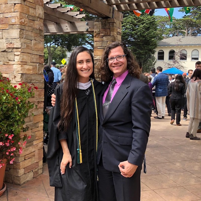 Wick and Lueker at Commencement in 2018.