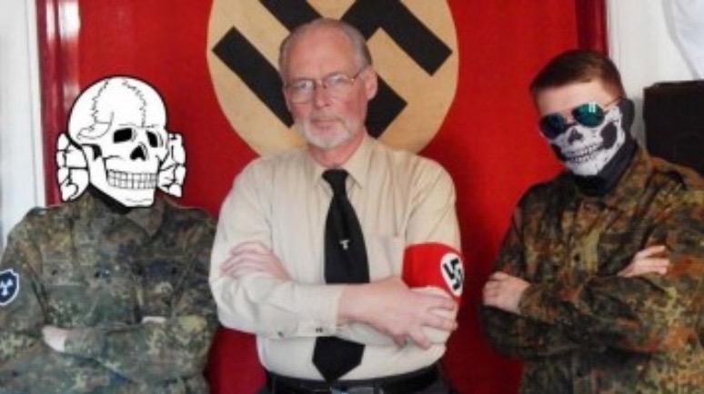 Photo of James Mason with Atomwaffen Division members.