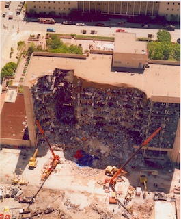 Image of building seriously damaged from a bomb explosion