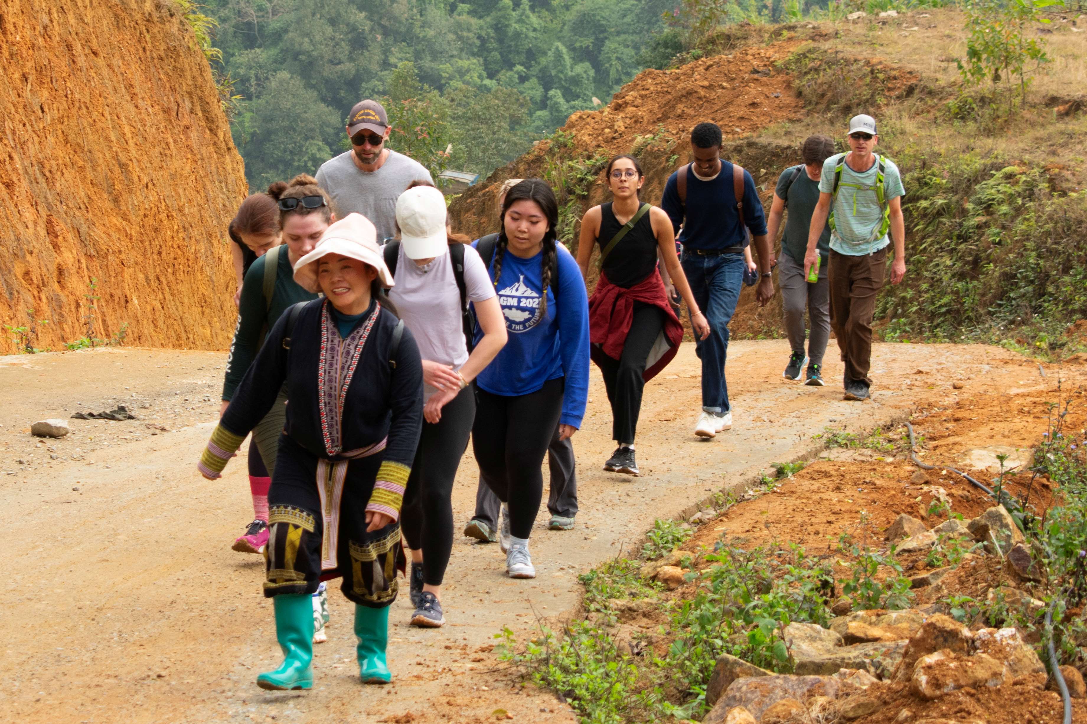 students on a hike