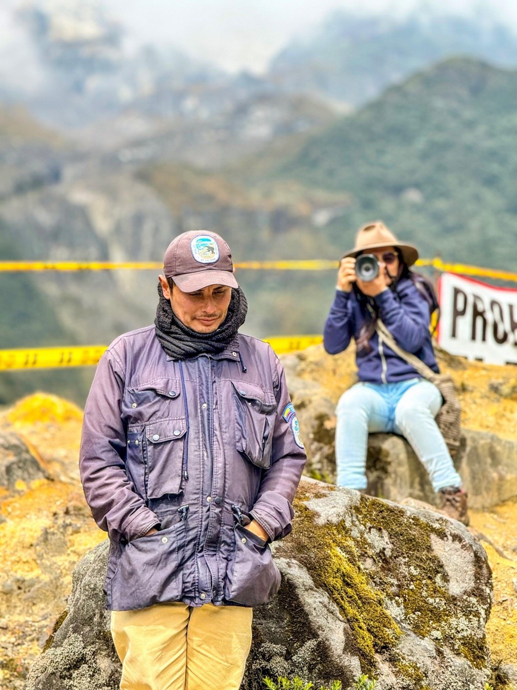 two people on a mountainside