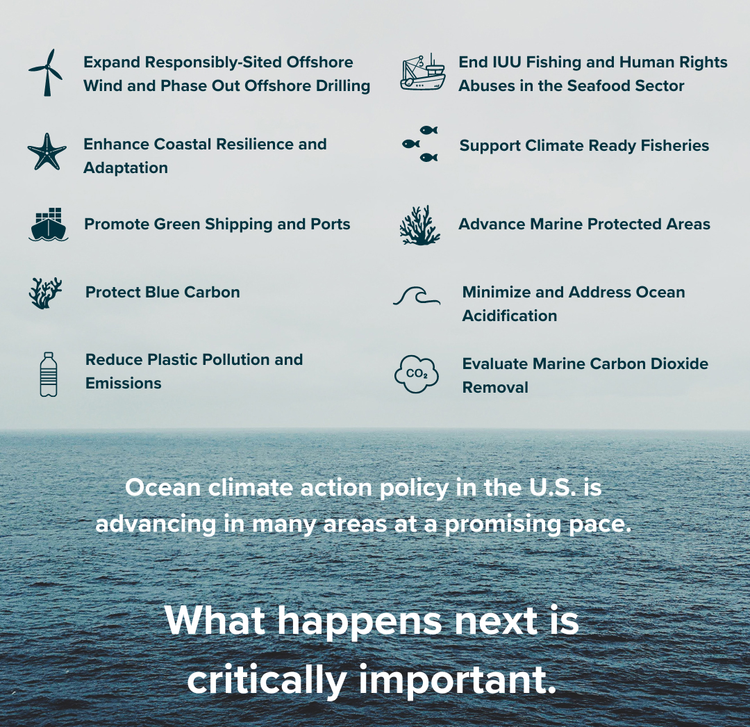 A visual representation of the 10 areas of key actions needed to protect our oceans and our climate.