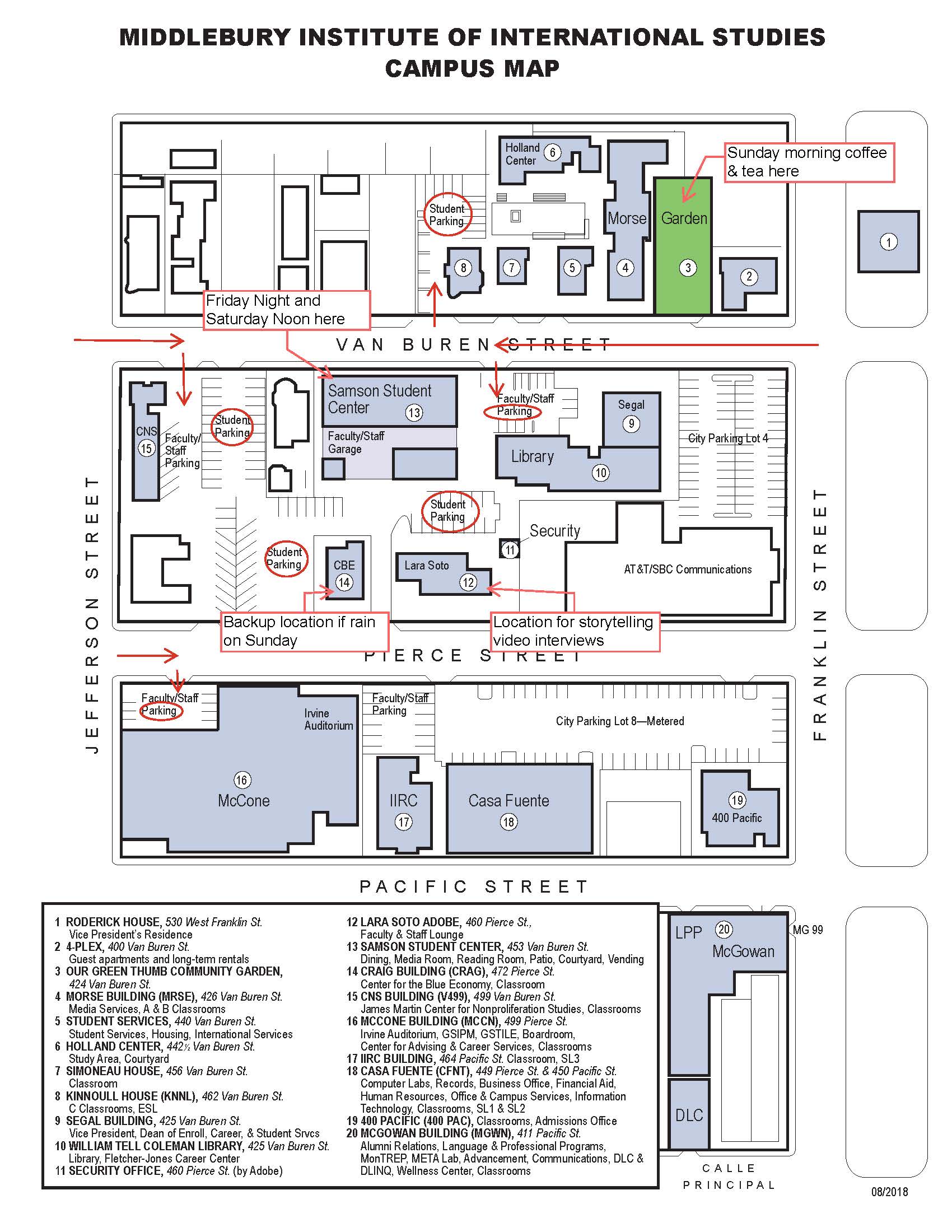 MIIS Campus Map-Alumni Reunion Parking and Locations updated