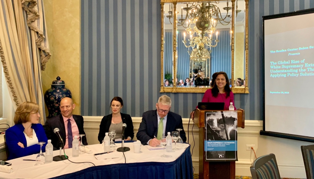 Director Blazakis with panelists at the Salon Series event.