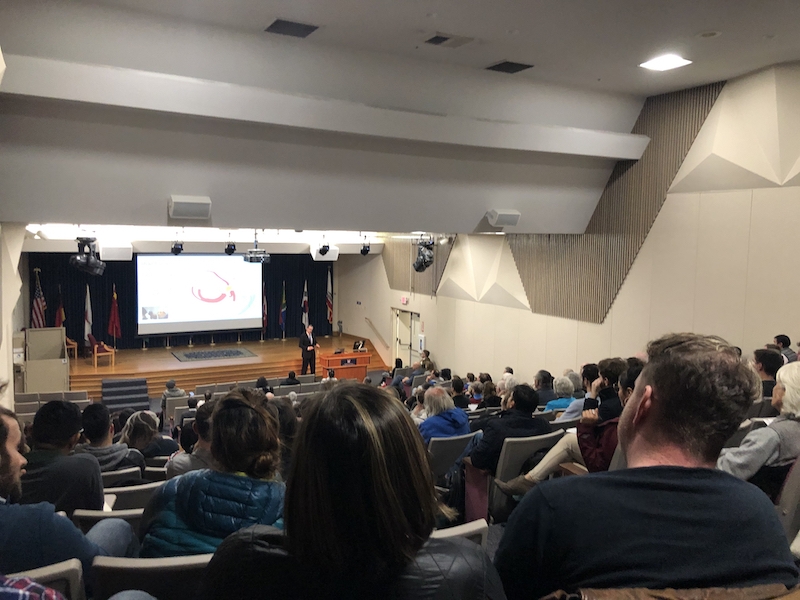 Brett McGurk speaking in the Irvine Auditorium