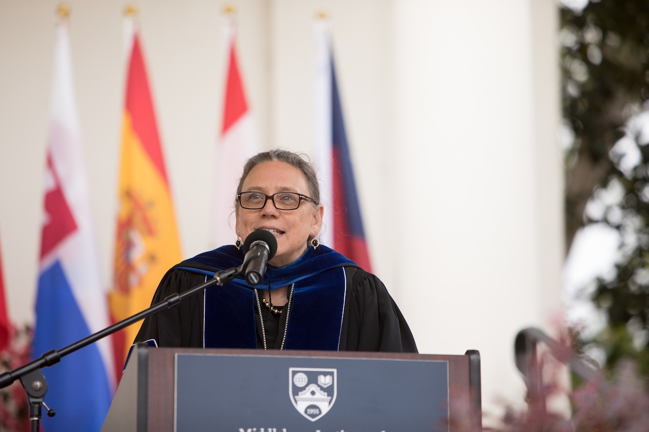 Middlebury President Laurie L. Patton at spring commencement