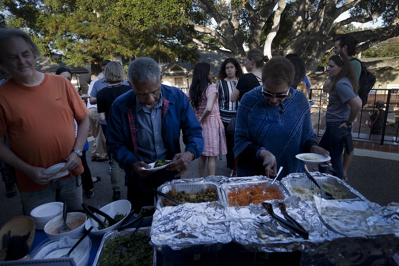 Guests help themselves to light Zimbabwean refreshments