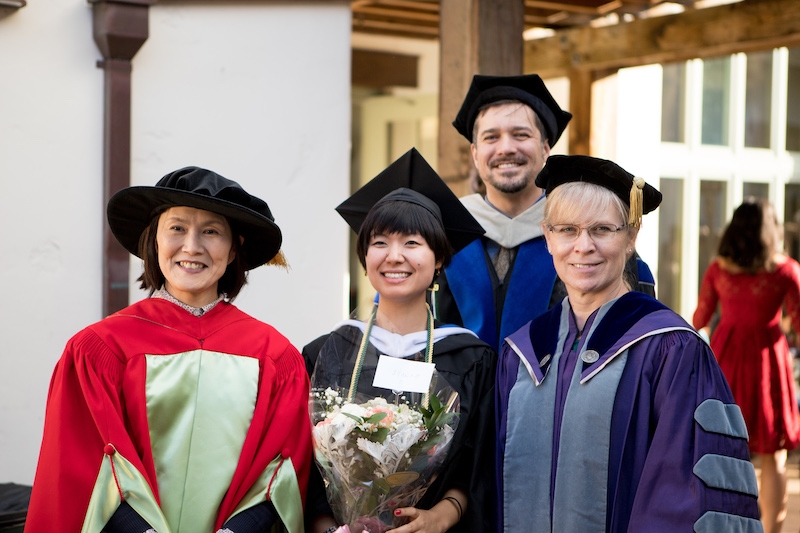 Celebrating with faculty at Samson Center