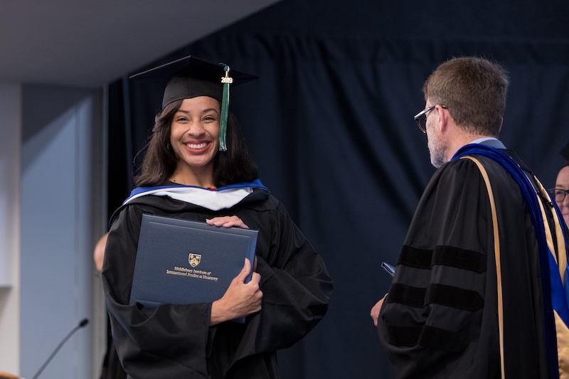 Happy graduate on stage