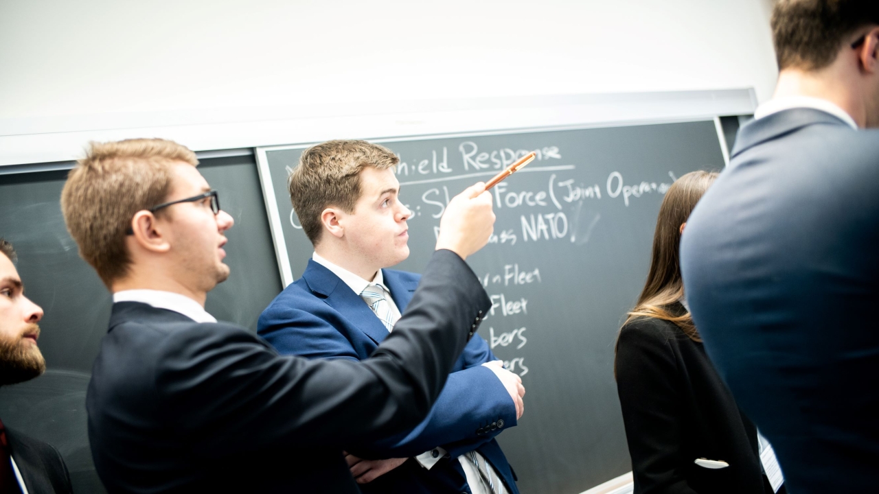 Students participate in the Red Horizon exercise at Harvard University