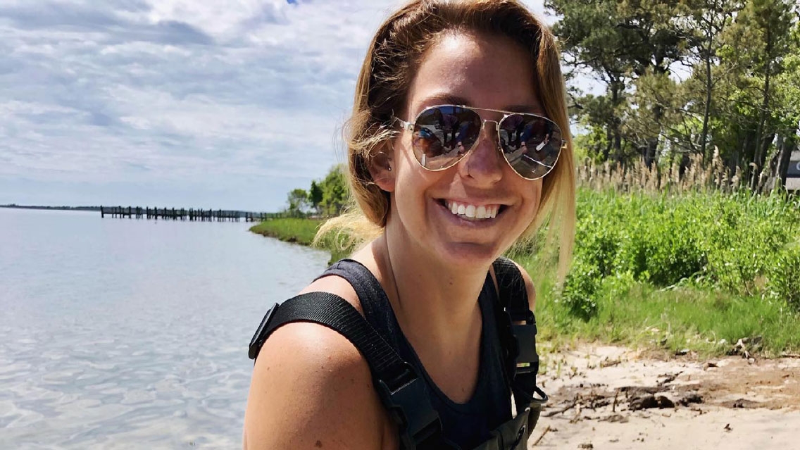 Grace Hansen (MA IEP ‘22) completes internship with the Maryland Coastal Bay Program. She is shown seining at Assateague Island living shoreline. 