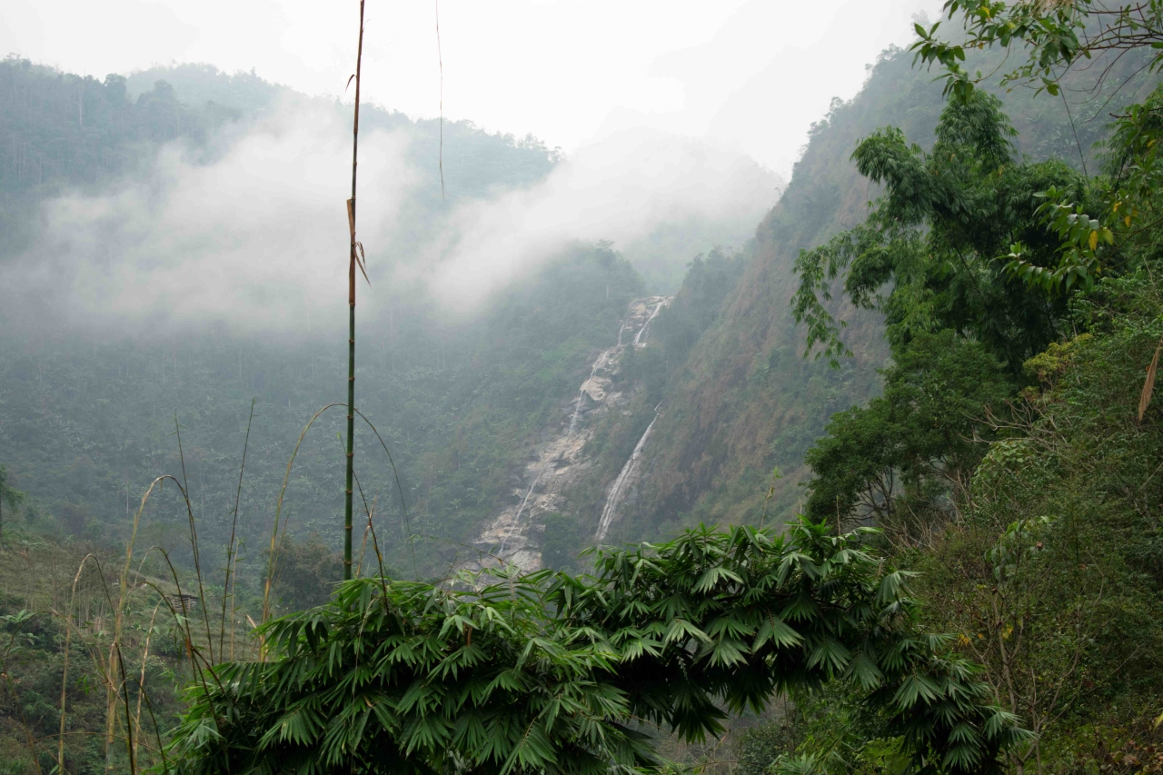 Mountains, Waterfalls, and Fog