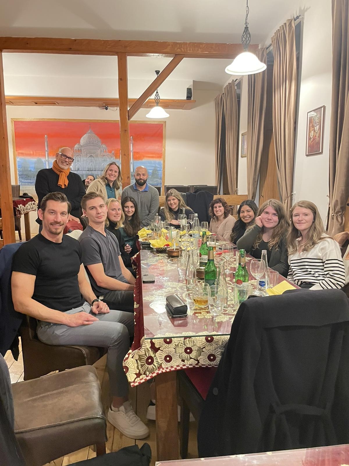students gathered for a meal