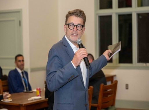 A man with a microphone