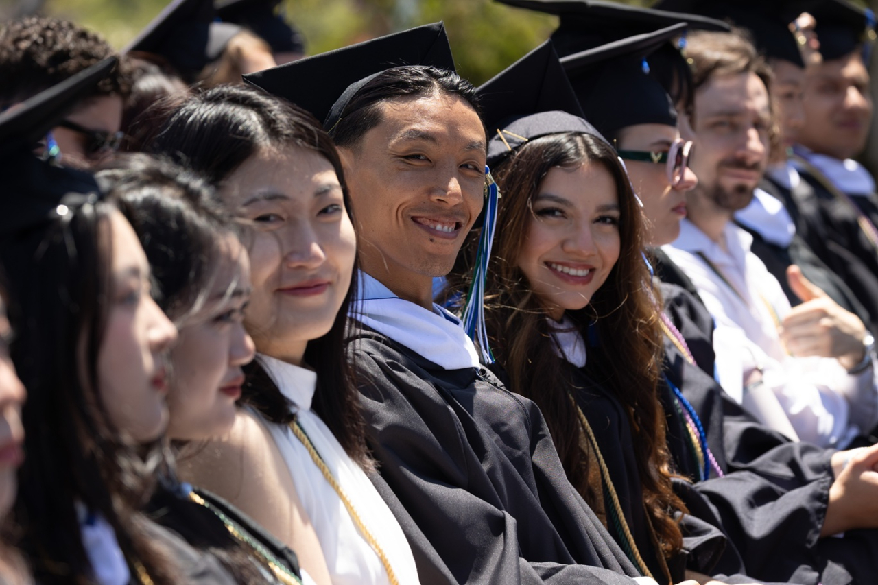 Smiling seated students
