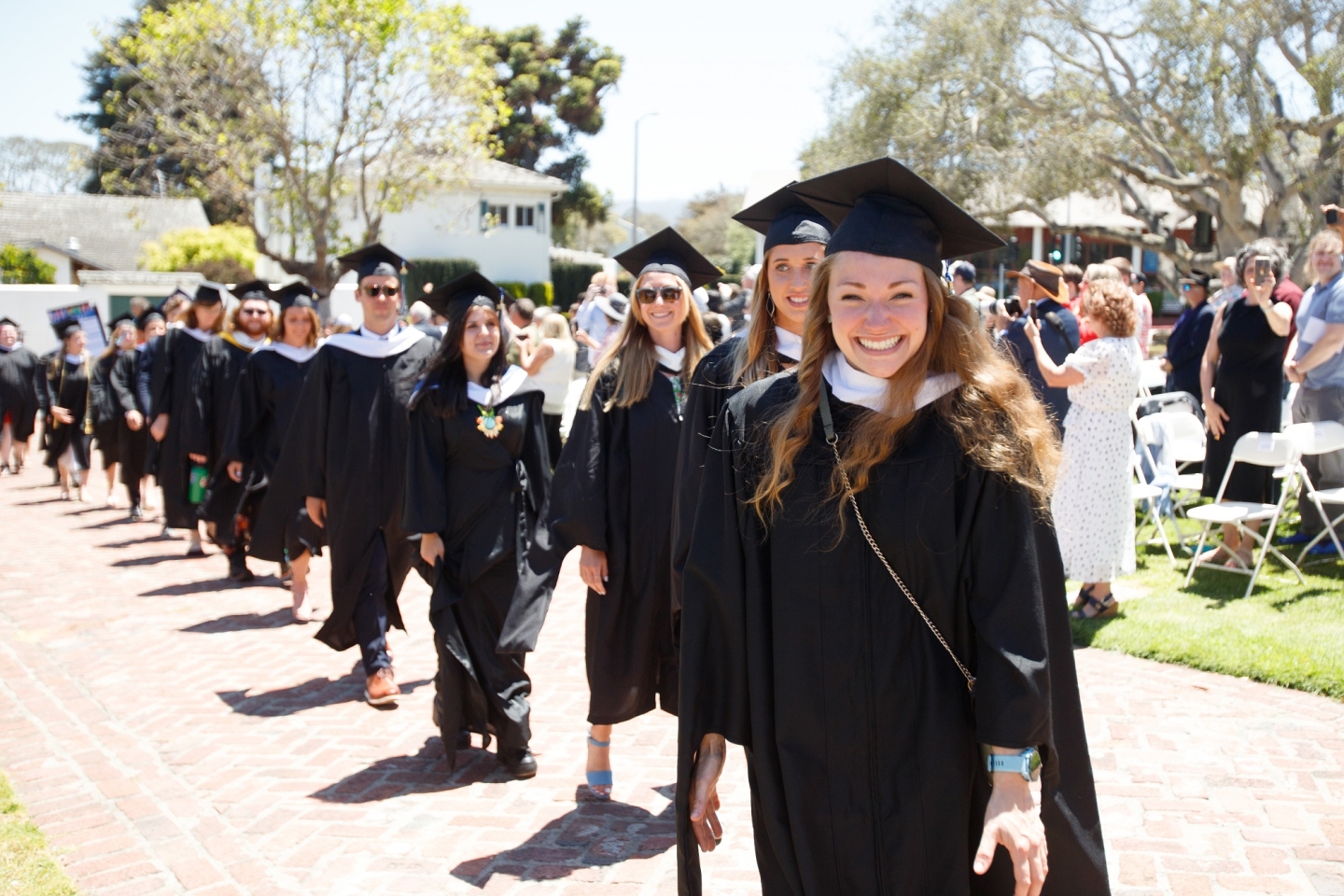 Students in a procession line at Commencement