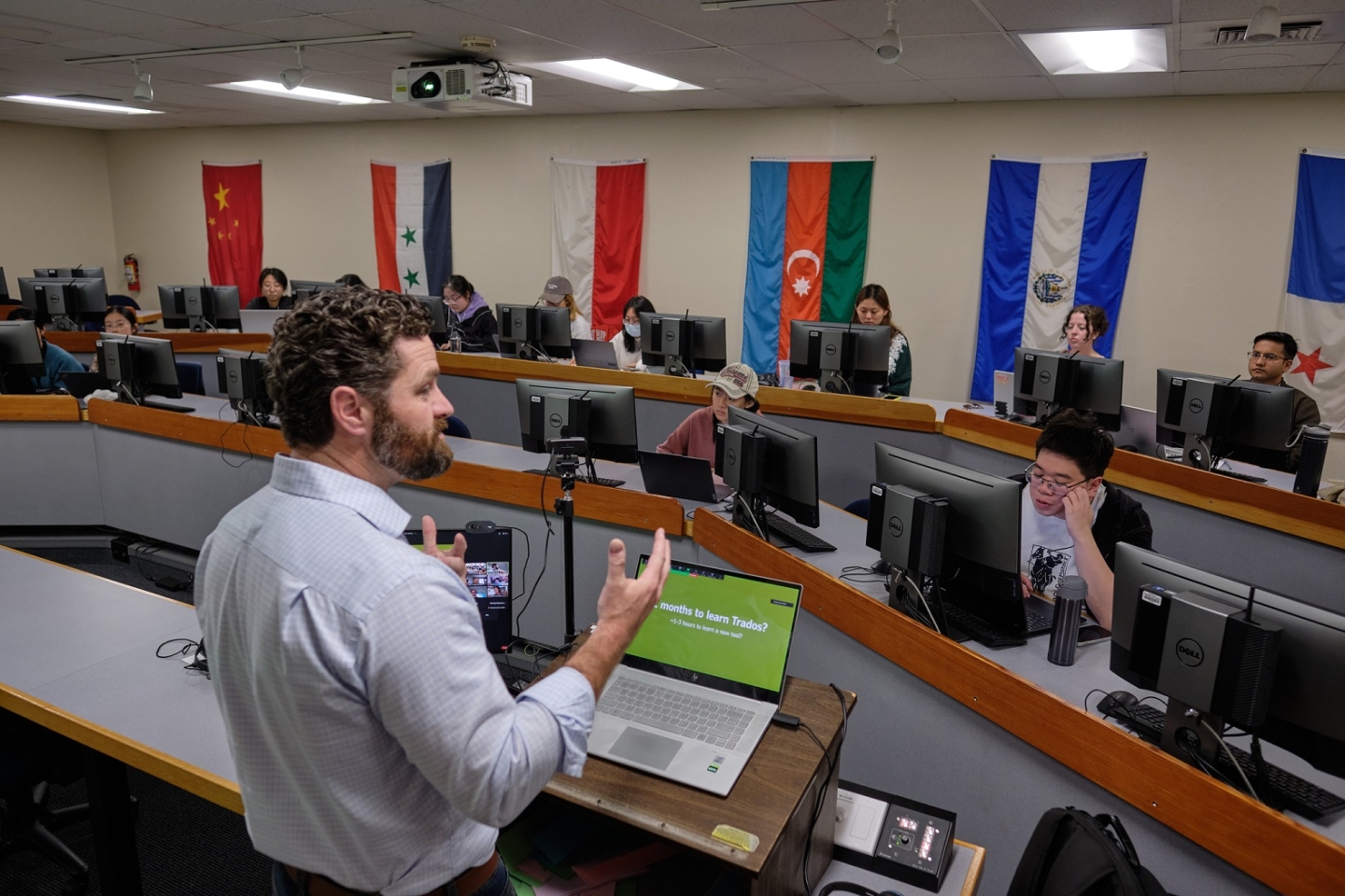 Professor Adam Wooten teaching class