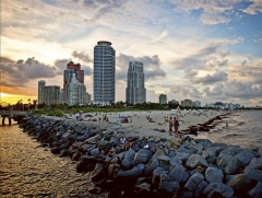 The sunset from South Pointe Park in Miami Beach. 