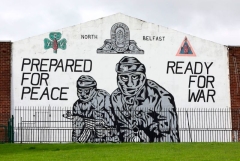 An Ulster Volunteer Force (UVF) mural in North Belfast, Northern Ireland, on Oct. 19, 2019. 